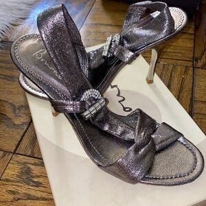Silver crystal shoes sandals medium heels shoe  With Swarovski crystals